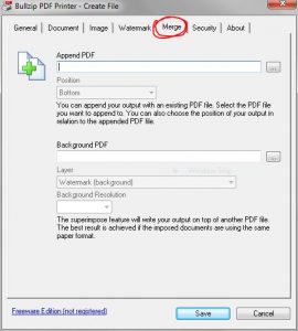 Free Bullzip Printer can combine multiple PDF documents togather